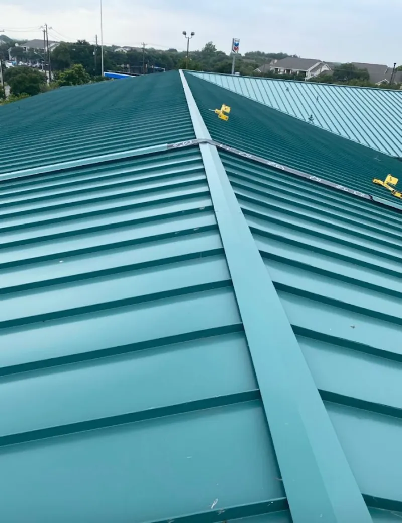 Green commercial metal roof ridge and valley for Metal Roof Repair in Watchung